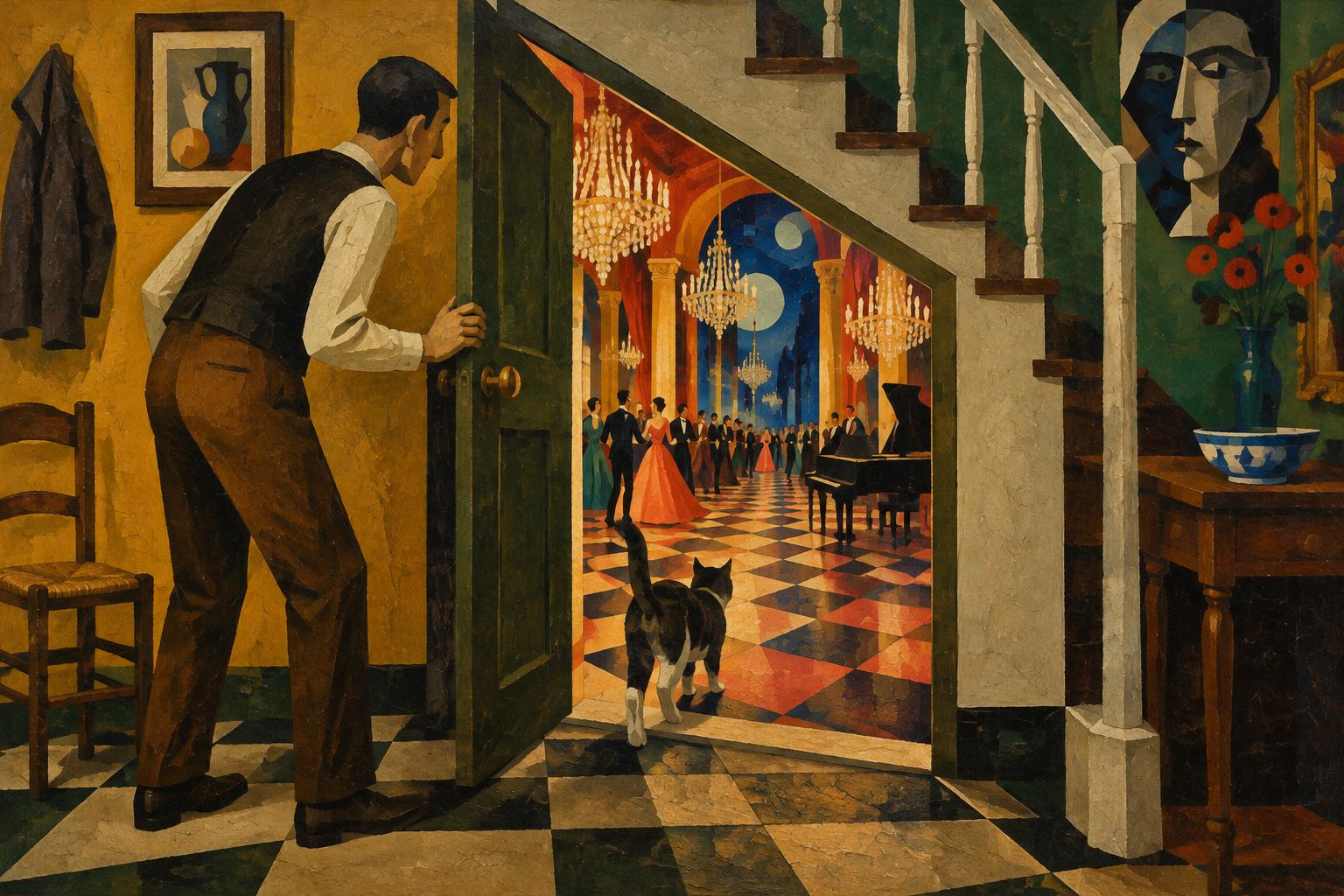 Person discovering a hidden room inside an old house, representing identity, personal change and unexplored aspects of life commonly reflected in house dreams.