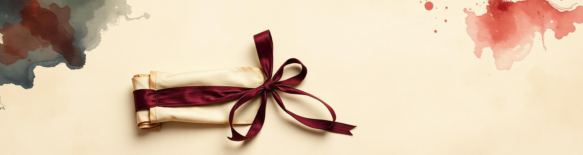 Unrolled scroll tied with ribbon