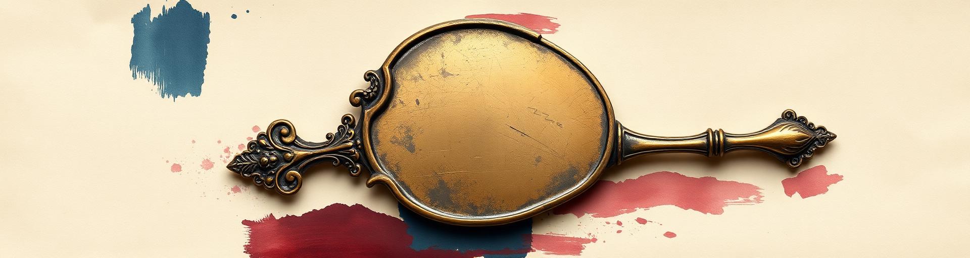 Antique brass hand mirror