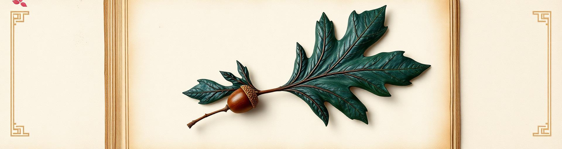 Pressed oak leaf and acorn