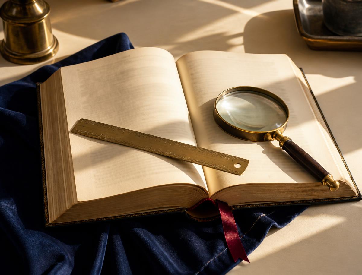 A stack of read books beside a brass reading lamp